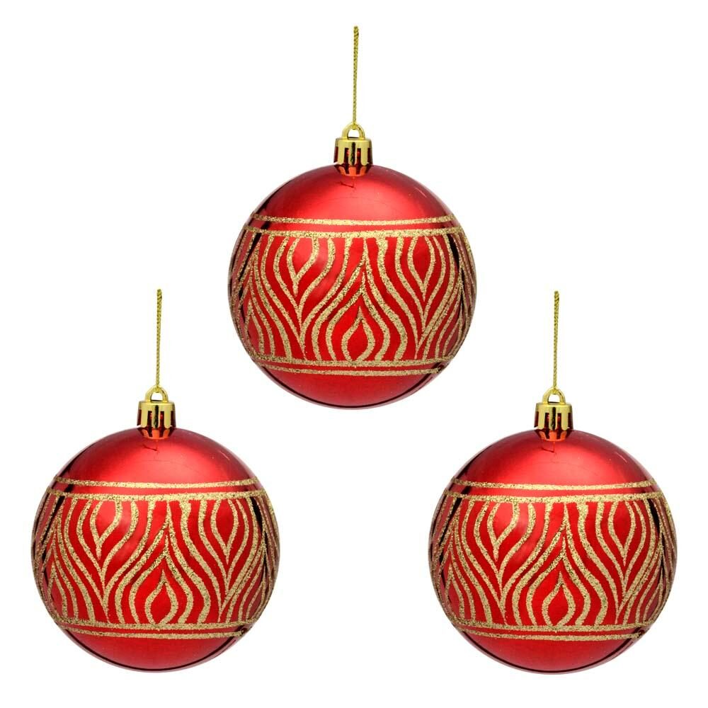 Bola de Natal Santini Christmas 8cm Vermelha/Dourada - 6 Unidades -  Shopping TudoAzul