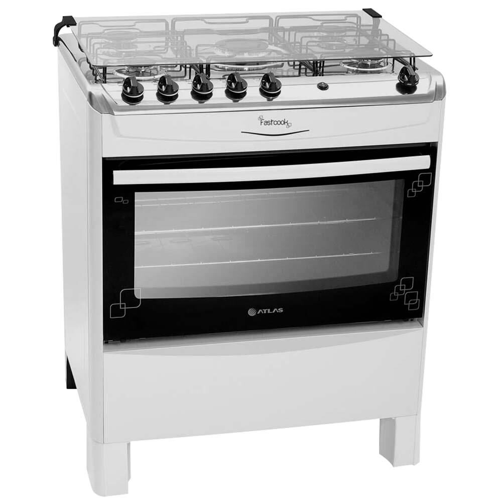 Fogão Atlas 5 Bocas Fastcook com Top Control e Queimadores Mega Chama - Branco