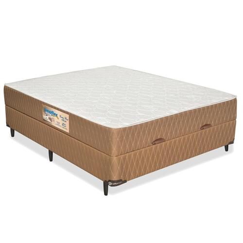 Menor preço em Cama Box Conjugada Casal Umaflex Ideale com Molas Bonnel e Baú 61x138x188 cm - Branco/Marrom