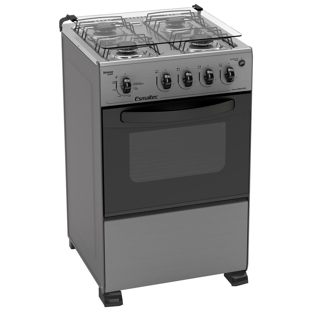Fogão Esmaltec 4 Bocas Veneza Super 4082 com Acendimento Automático - Inox