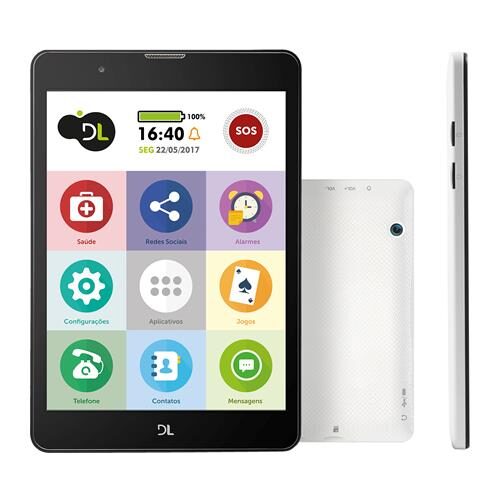 Menor preço em Tablet DL TabFácil TX385 Branco com Tela de 7.85", 8GB, Câmera 2MP, Wi-Fi, 3G, Bluetooth, Android 7.0 e Processador Quad Core