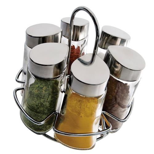 Menor preço em Porta Condimentos Euro Home Hexa 6 Peças – Inox/Transparente