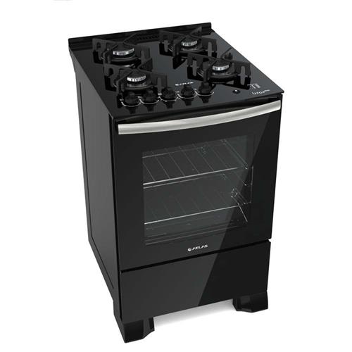 Fogão Atlas 4 Bocas U.Top Glass com Vidro Temperado - Preto