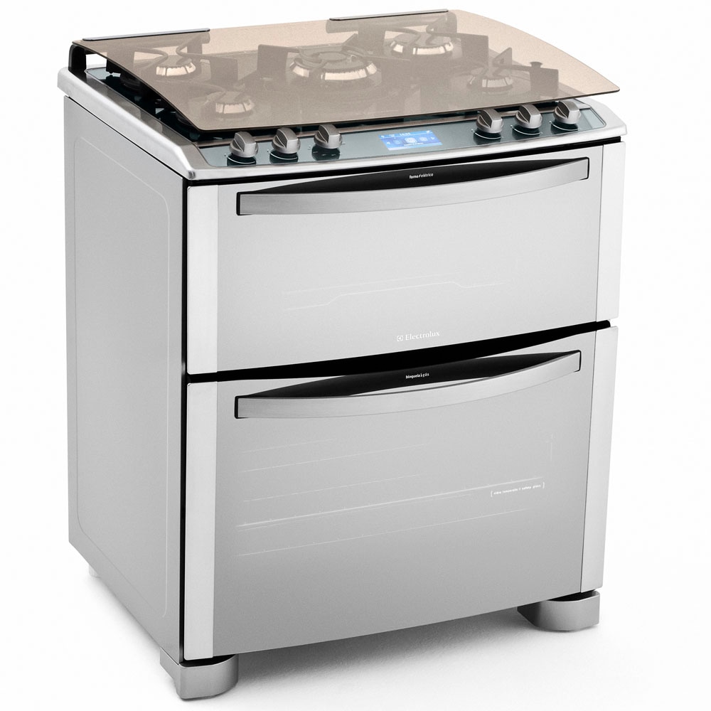 Fogão Electrolux 5 Bocas i.Kitchen 76DIX c/ Duplo Forno, Grill, Timer e