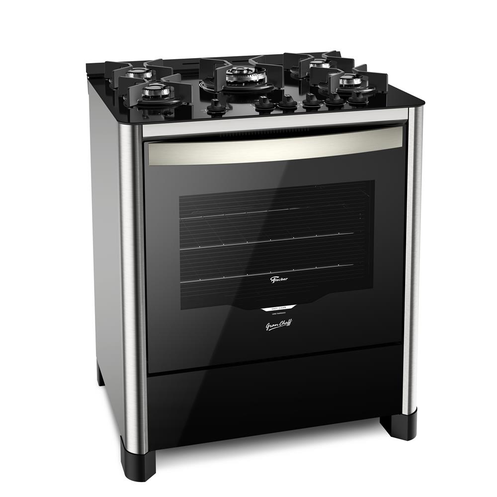 Fogão Fisher 5 Bocas TC Gran Cheff Gás com Grill - Inox