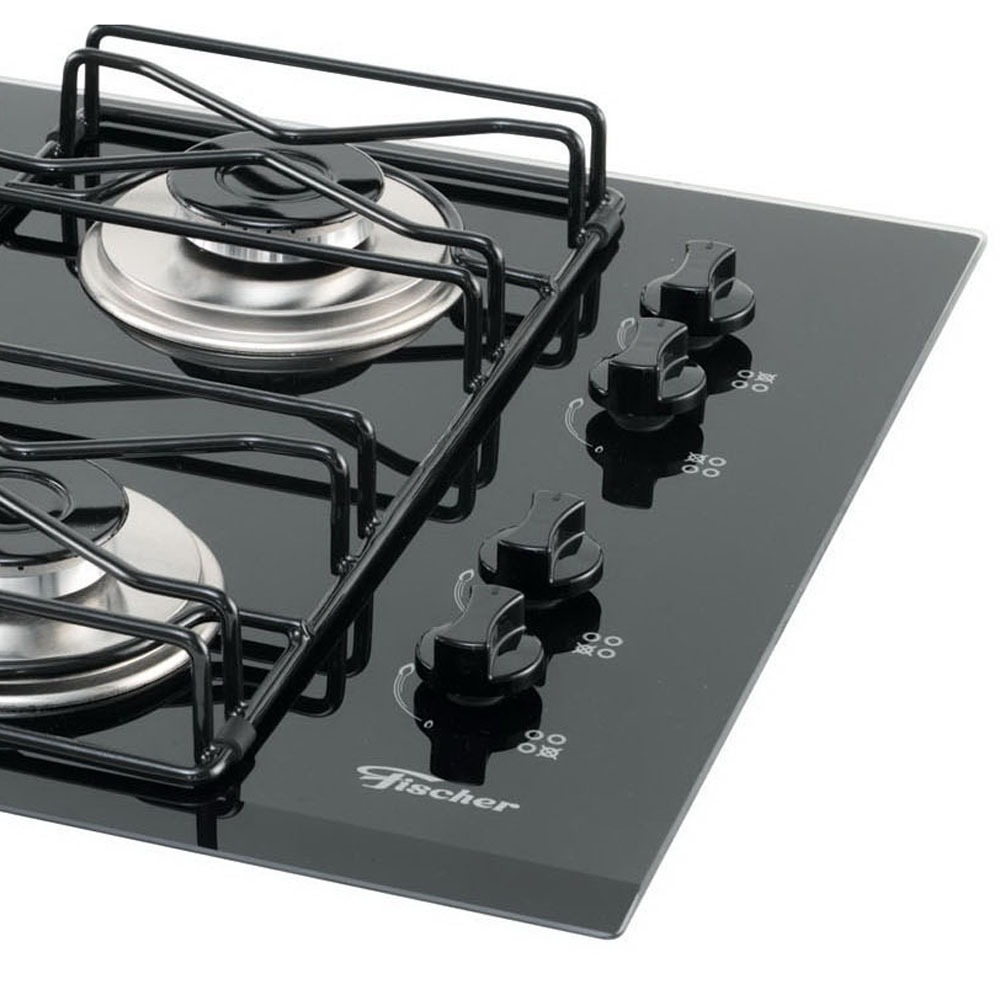 Cooktop a Gás 4 Bocas Fischer Mesa em Vidro Bisotê Cooktops no