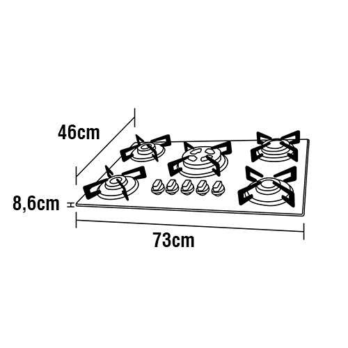 Cooktop a Gás 5 Bocas Brastemp Ative! BDD75AE Cooktops no