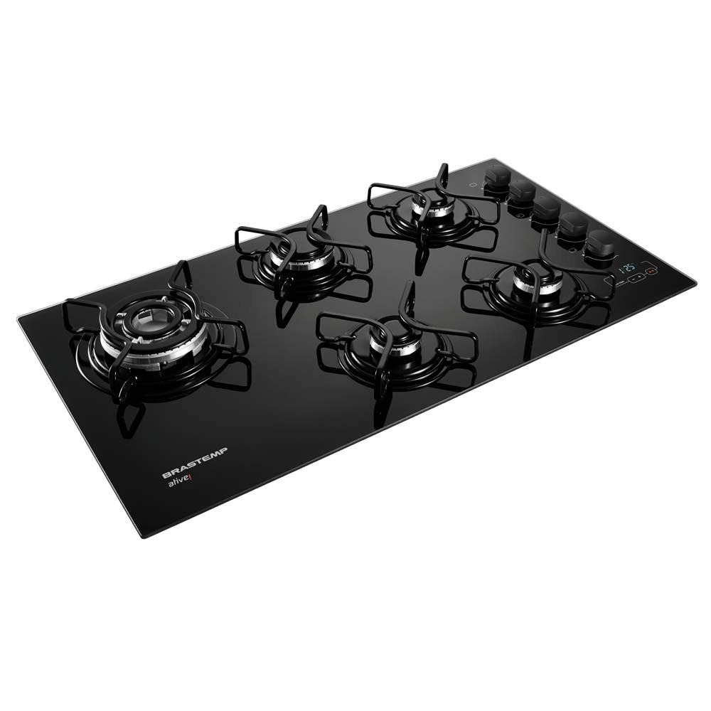 Cooktop a Gás 5 Bocas Brastemp com Timer BDT85AEUNA Quadrichama Preto