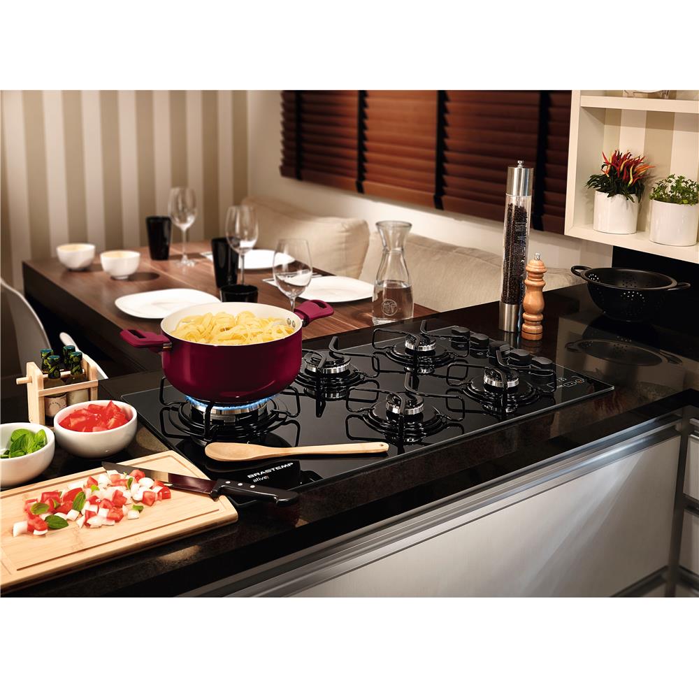 Cooktop a Gás 5 Bocas Brastemp com Timer BDT85AEUNA Quadrichama Preto