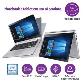 Notebook 2 em 1 Samsung Core i5-7200U 4GB 500GB...