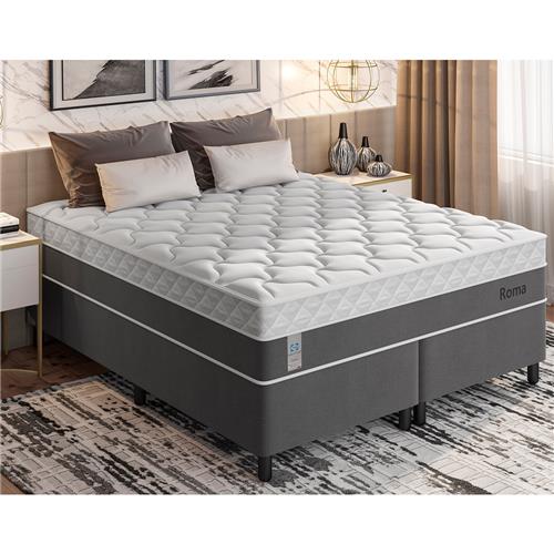 Cama Box Colchao Queen Size Sealy Roma Com Euro Pillow E Molas Ensacadas 67x158x198 Cm Branca Cinza Cama Box Queen Extra 8188234