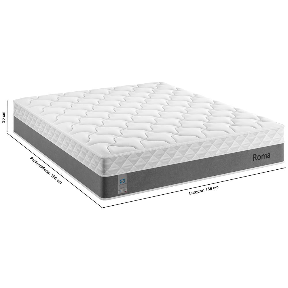Colchão Queen Size Sealy Roma com Euro Pillow e Molas Ensacadas 30x158x198 cm - Branco/Cinza ...