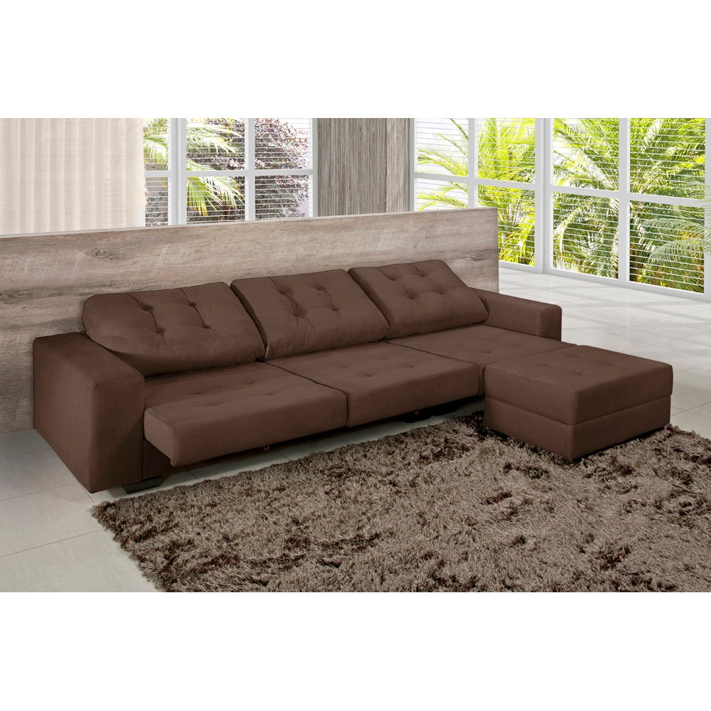 Sofá 3 Lugares American Comfort Canadá em Tecido Suede com Assento