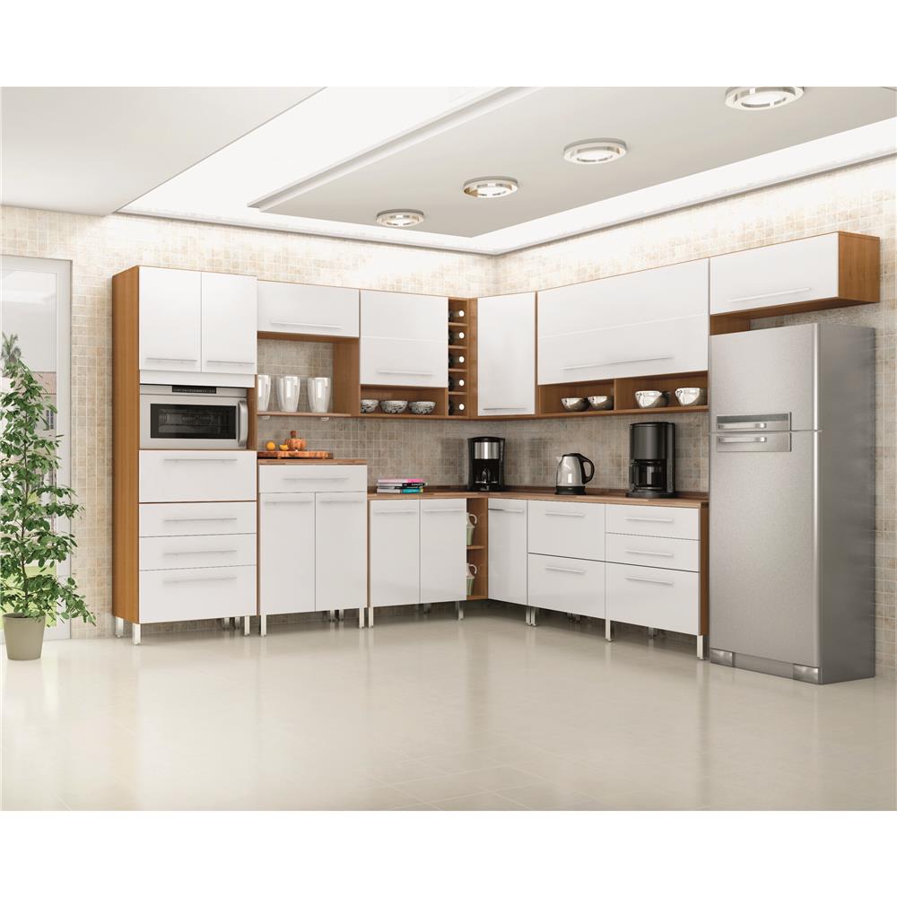 Cozinha Bartira Glamour Com 13 Portas E 9 Gavetas Branca Imbuia Cozinha Bartira Glamour Com 13 Portas E 9 Gavetas Branca Imbuia