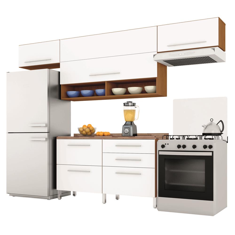 Cozinha Compacta Bartira Glamour Com 3 Portas E 5 Gavetas Branca Cozinha Compacta Bartira Glamour Com 3 Portas E 5 Gavetas Branca