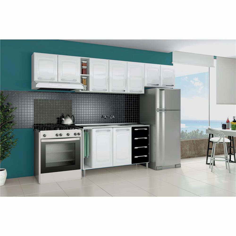 Cozinha Itatiaia Diamante Com 9 Portas E 4 Gavetas Branca Preta Cozinha Itatiaia Diamante Com 9 Portas E 4 Gavetas Branca Preta