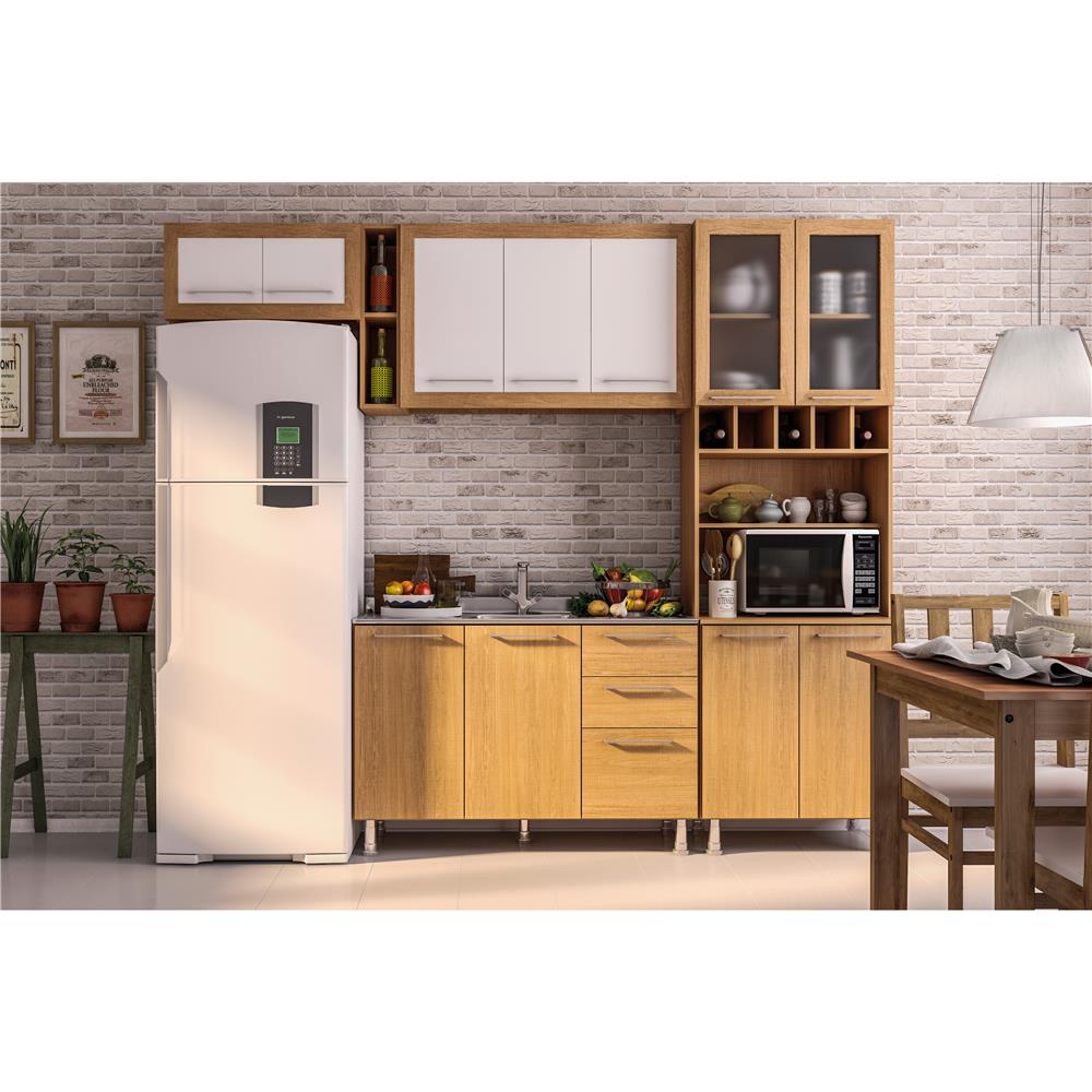 Cozinha Dit Lia Hort Ncia Com 11 Portas E 3 Gavetas Carvalho Cozinha Dit Lia Hort Ncia Com 11 Portas E 3 Gavetas Carvalho