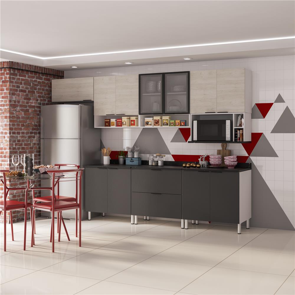 Cozinha Bartira Izabel Com 11 Portas E 2 Gavetas Branca Grafite Cozinha Bartira Izabel Com 11 Portas E 2 Gavetas Branca Grafite
