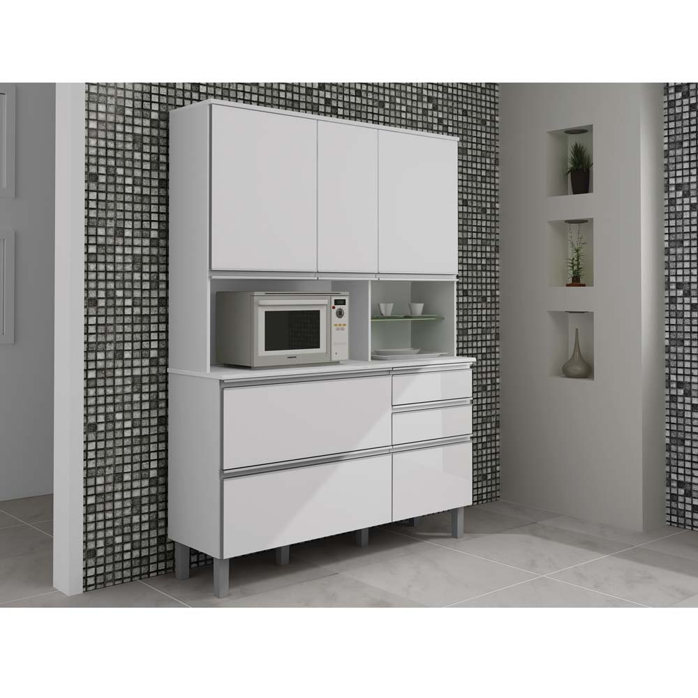 Cozinha Compacta Palmeira R Gia Com 6 Portas E 2 Gavetas Branco Cozinha Compacta Palmeira R Gia Com 6 Portas E 2 Gavetas Branco