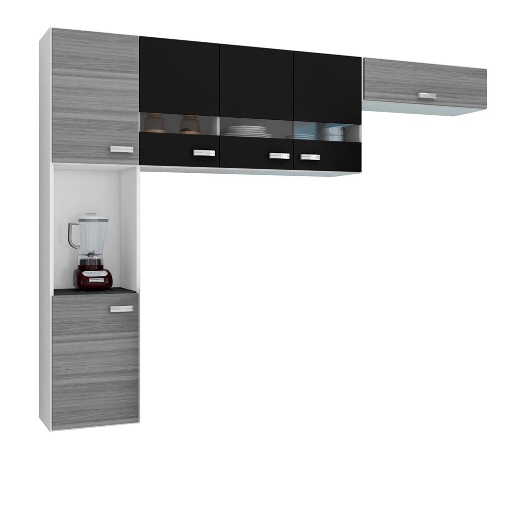 Cozinha Compacta Poquema Julia 405 82 Com 6 Portas Grigio Preto Cozinha Compacta Poquema Julia 405 82 Com 6 Portas Grigio Preto