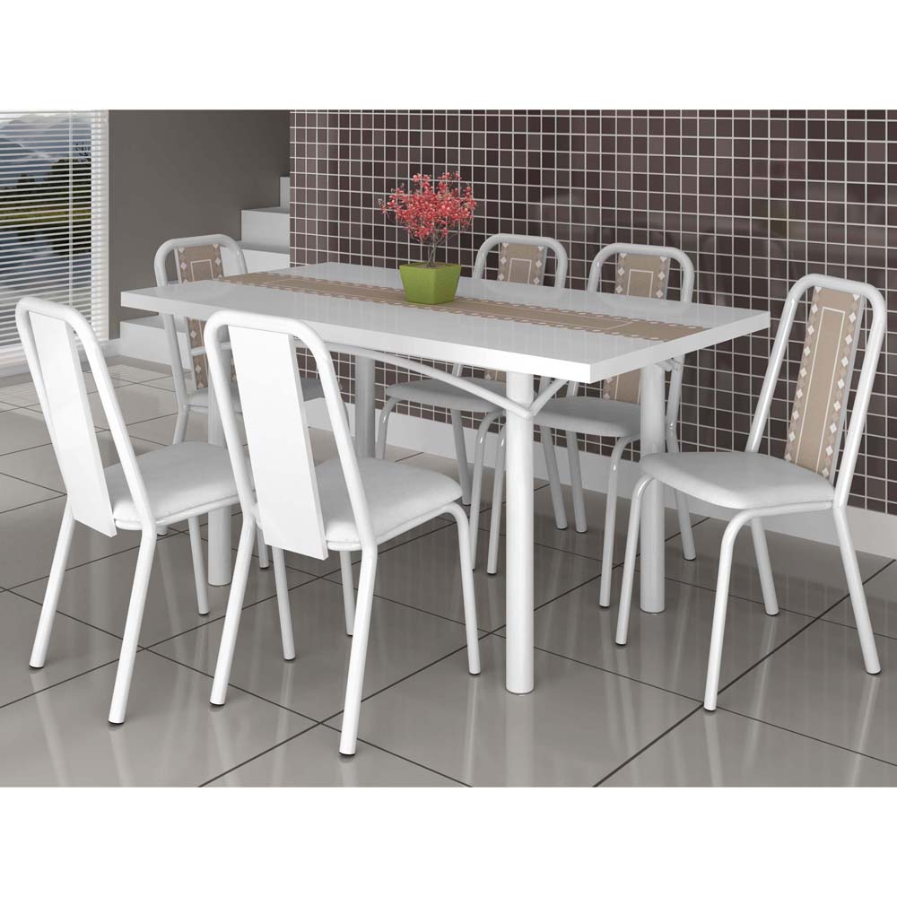Conjunto De Mesa E 6 Cadeiras Kappesberg Espanha Branco Conjunto De Mesa E 6 Cadeiras Kappesberg Espanha Branco