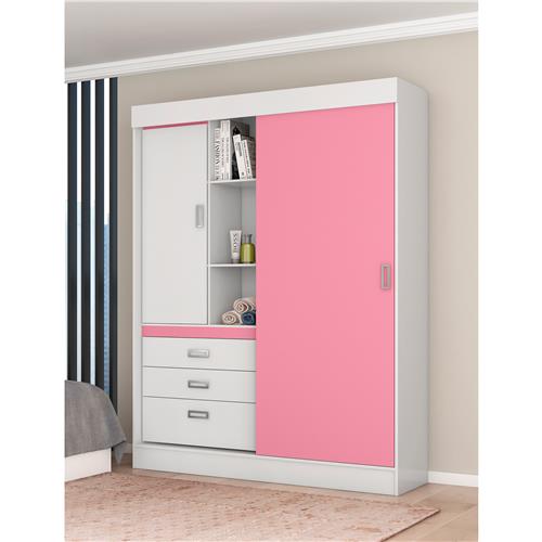 Guarda-Roupa Demóbile Slim Flex com 2 Portas e 3 Gavetas - Branco/Rosa é boa?