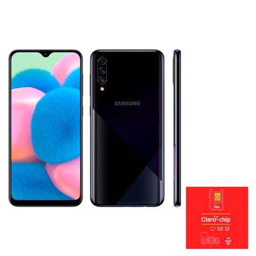 Smartphone Samsung Galaxy A30s Preto 64GB + Triplo Chip Claro ODA 4G Universal Pré/Controle Menor preço em Smartphone Samsung Galaxy A30s Preto 64GB + Triplo Chip Claro ODA 4G Universal Pré/Controle