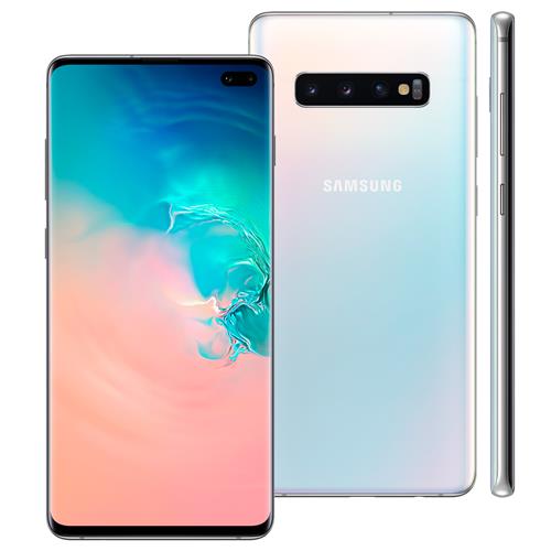 Smartphone Samsung Galaxy S10+ Branco 128GB, 8GB RAM, Tela Infinita 6.4", Câmera Traseira Tripla, PowerShare, Leitor Digital na Tela, Android 9.0 Smartphone Samsung Galaxy S10+ Branco 128GB, 8GB RAM, Tela Infinita 6.4", Câmera Traseira Tripla, PowerShare, Leitor Digital na Tela, Android 9.0