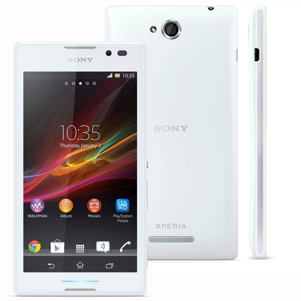 smartphone sony xperia c branco com dual chip tela de 5 câmera