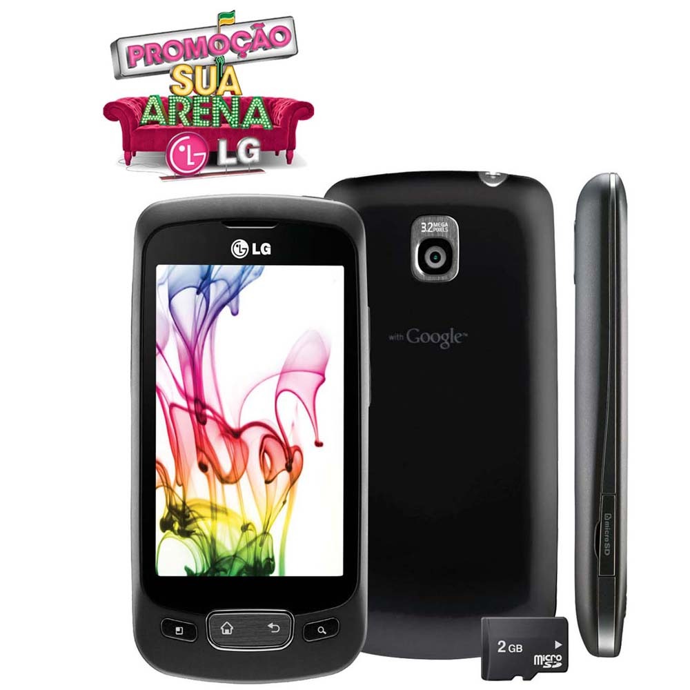 Celular Desbloqueado LG P500 Preto c/ Câmera 3.2MP, WiFi, Android 2.2