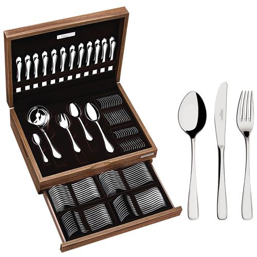 Faqueiro Tramontina Inox Continental com Estojo de Madeira - 101 Peças Menor preço em Faqueiro Tramontina Inox Continental com Estojo de Madeira - 101 Peças