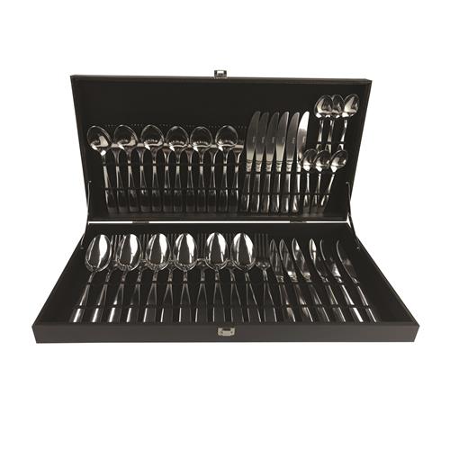 Faqueiro Euro Home em Aço Inox Steak com Estojo de Madeira – 42 Peças