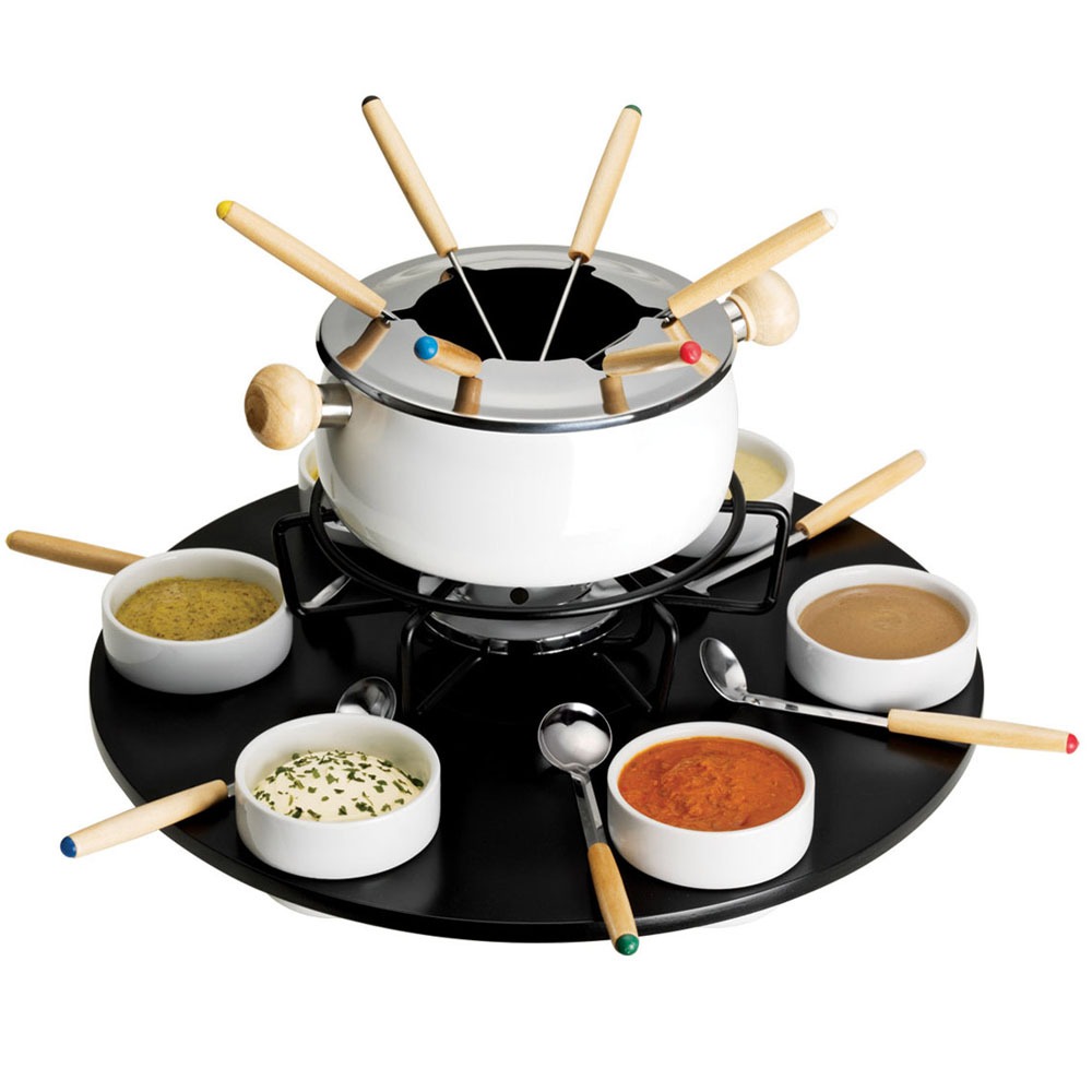 Conjunto p/ Fondue Euro Home Richwell HH7836BR Branco c/ Base Giratória