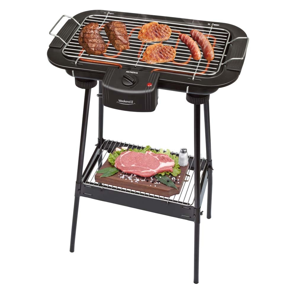 Churrasqueira Elétrica Mondial Weekend II CH-02 c/ Controle de Temperatura e Suporte c/ Prateleira