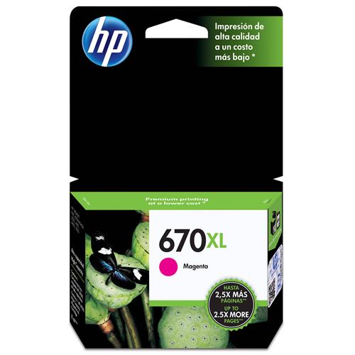 Menor preço em Cartucho de Tinta HP 670XL Magenta Alto Rendimento - CZ119AB