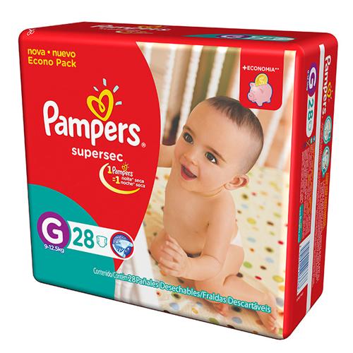 Fralda Pampers Supersec Pacot o Tamanho G Com 28 Unidades Fraldas 
