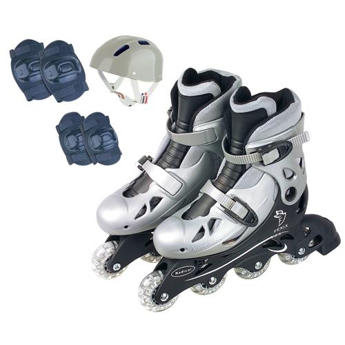 Patins Roller Skate 4 Rodas Ajustáveis Azul/branco Tam.30 a 33