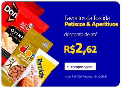 Petiscos e aperitivos desconto de até R$ 2,62