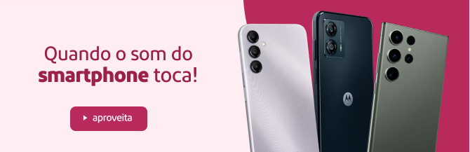 Imagem ilustrativa contendo três smartphones e a chamada 'Quando o som do Smartphone toca!'