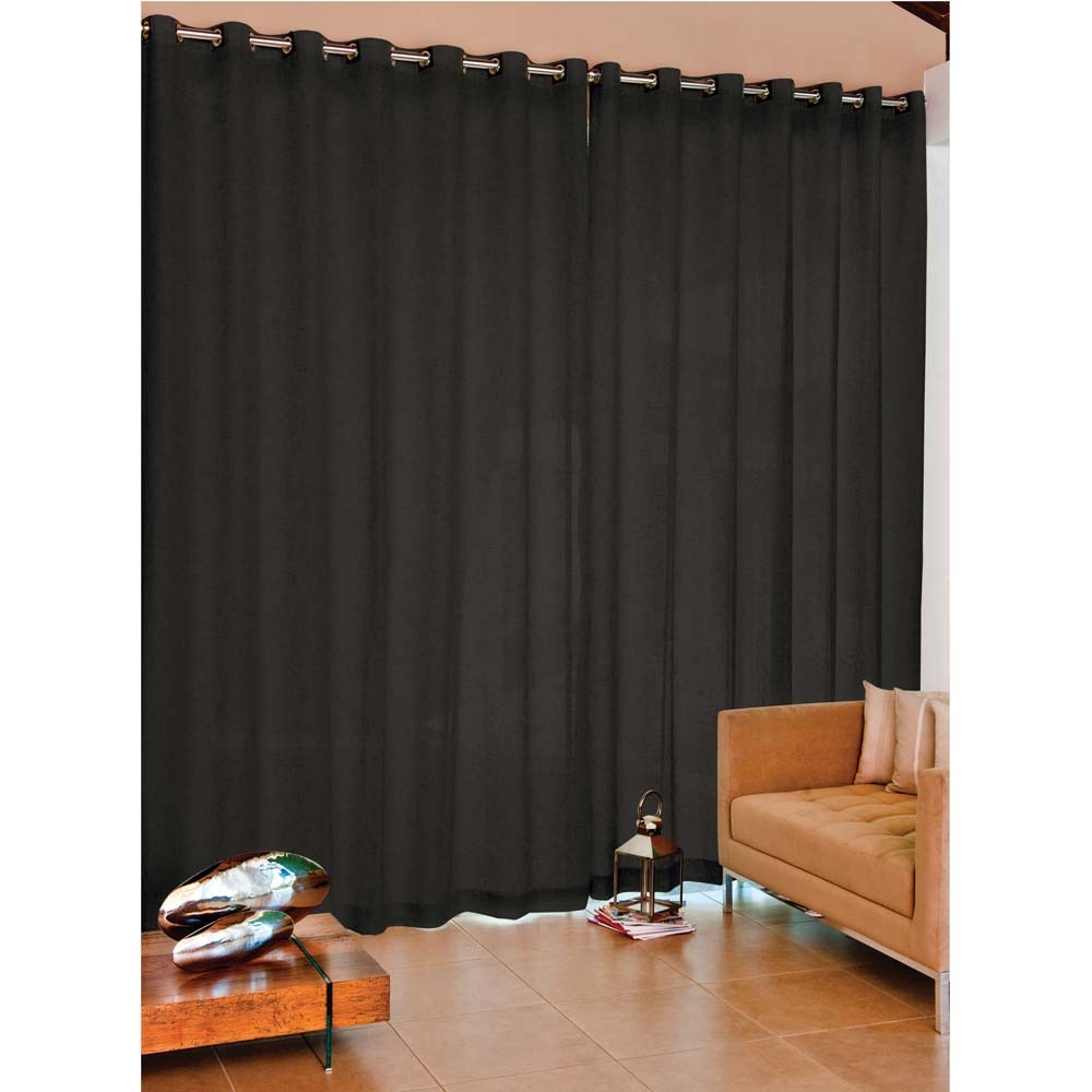 Cortina Anatex Linen para Quarto e Sala 260x450 cm - Preta - Sala