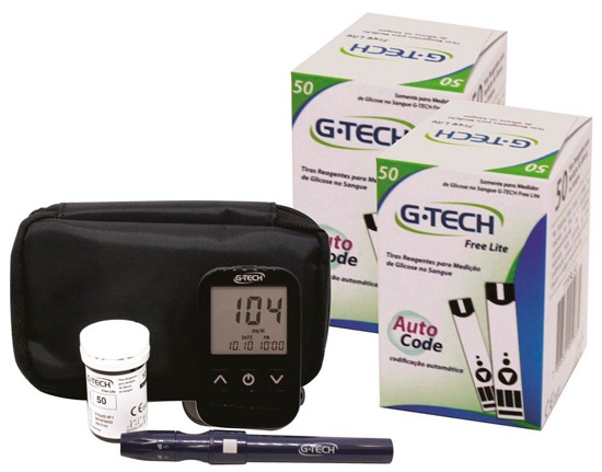 Kit Medidor de Glicose G-Tech Free Lite com 100 Tiras Kit Medidor Glicose G-Tech Free Lite 100 Tiras
