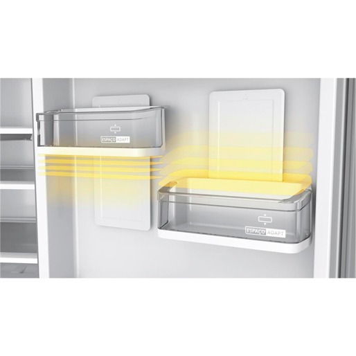 Espaço adapt conta com regulagem manual refrigerador brastemp brm53hb espaço adapt prateleiras