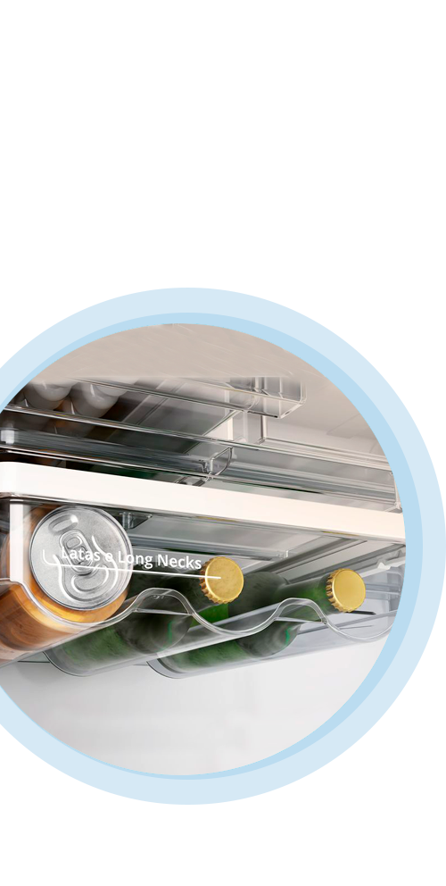 Bebidas na temperatura ideal Geladeira Brastemp BRM59AK compartimento bebidas