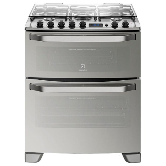 fogão electrolux 5 bocas 76xdr com duplo forno prata