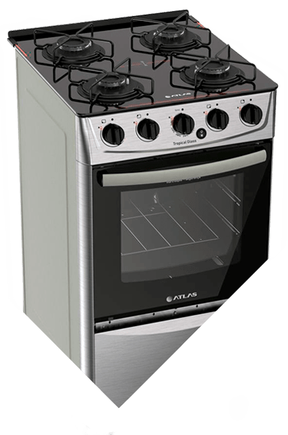 Forno de 50 litros com vidro interno removível Fogão Atlas Tropical Glass Acendimento Automático