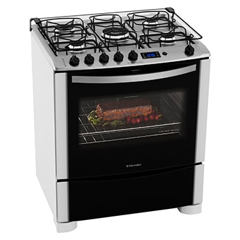 fogão Electrolux cinco bocas Celebrate Digital 76SRB forno