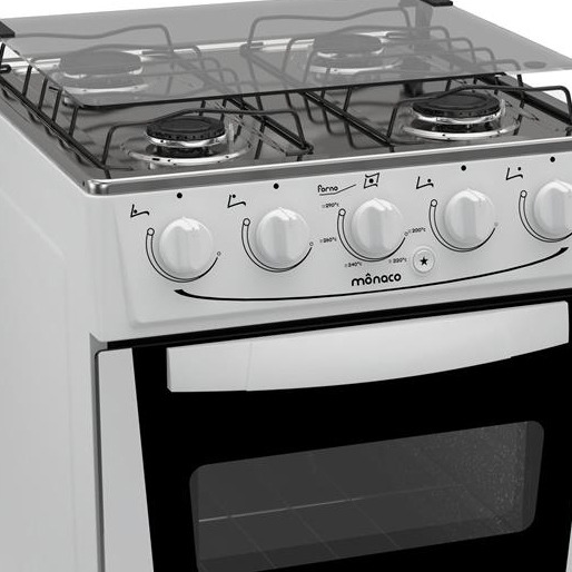 Fogão com mesa de inox sobreposta