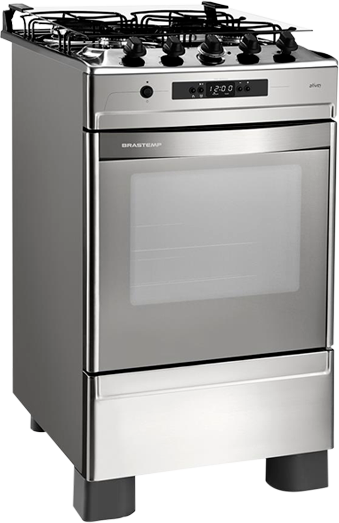 Fogão Brastemp 4 Bocas Ative BF150AR Timer Grill Inox