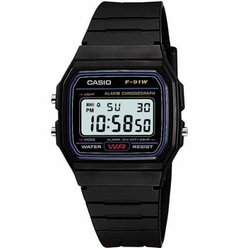 relógio masculino digital Casio F91W1DG Preto
