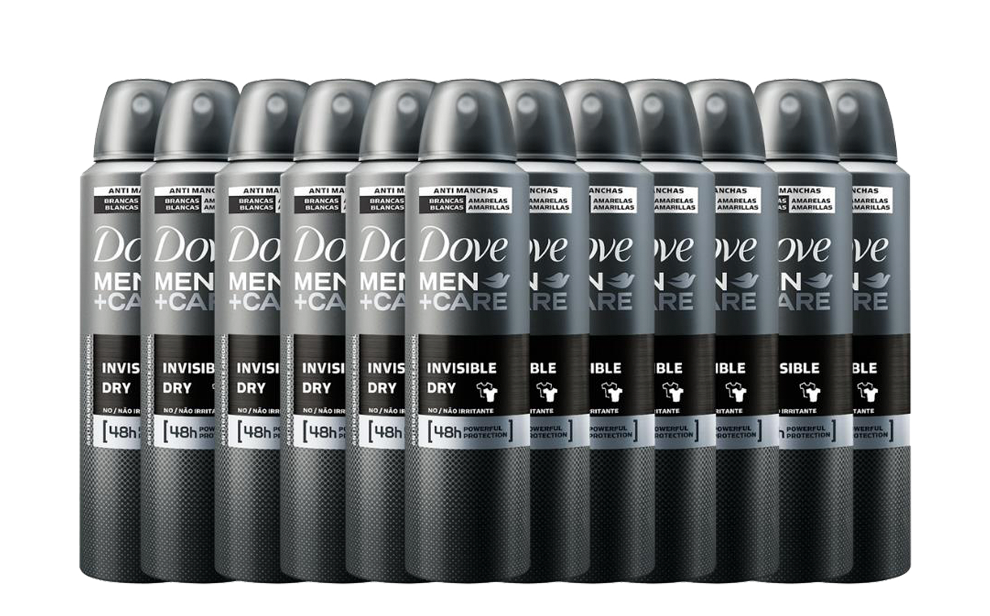 Kit com 12 unidades do Desodorante Aerossol Dove Men+Care Invisible Dry Desodorante Aerossol Dove Men+Care Invisible Dry 150ml 12 Unidades